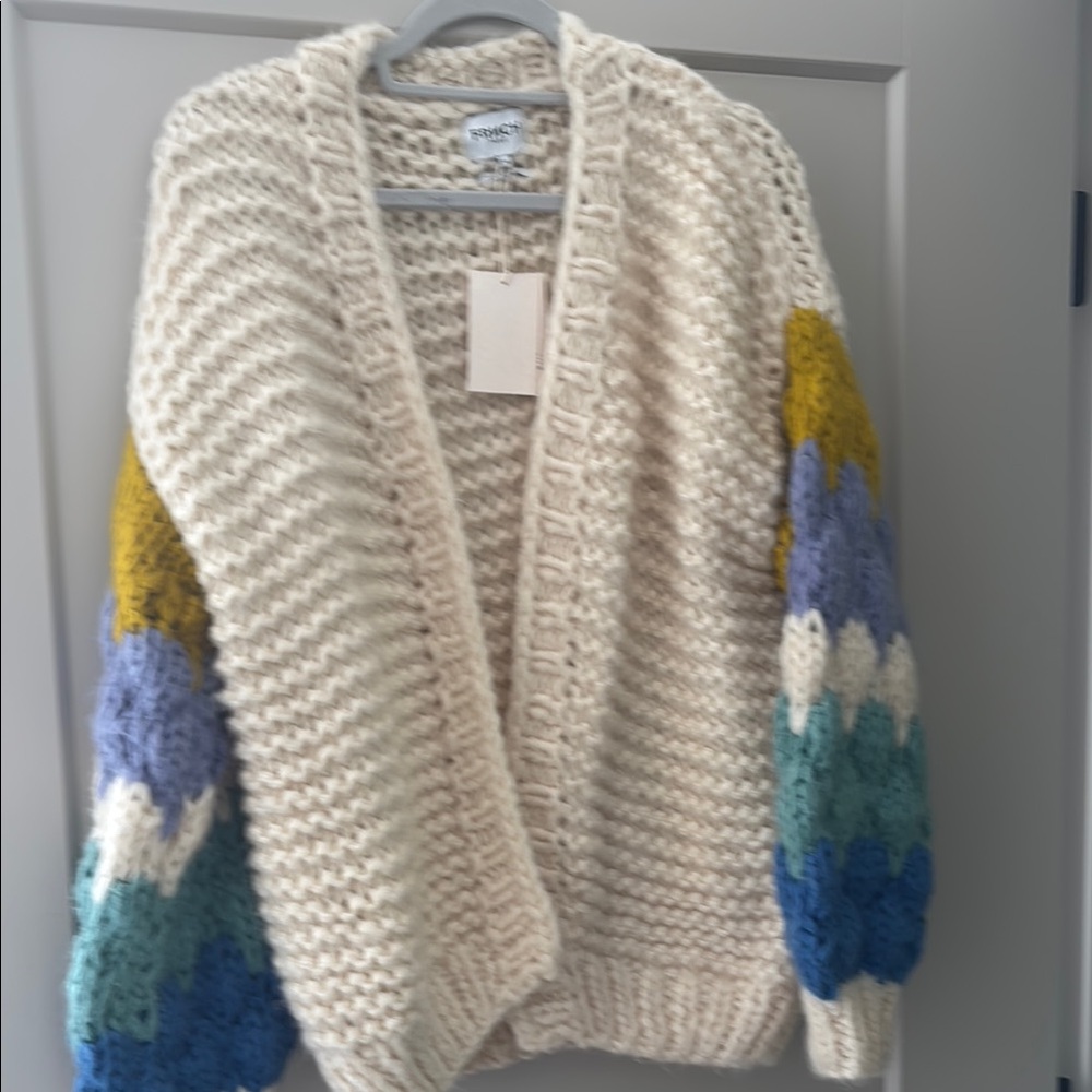 NWT FRNCH Odille Chunky Knit Multicolor Cardigan Sweater